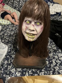 Custom Exorcist Bust with signed Linda Blair Poster(certified)