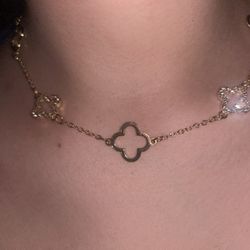Clover Van Cleef Style Diamond Necklace 
