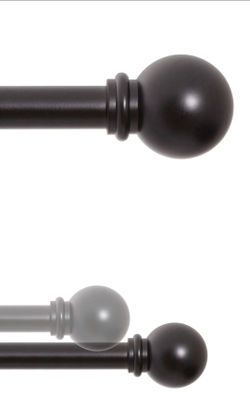 Ball End single curtain Rod, 28-48" or 48-86" Adjustable length,  5/8 dia. Basics by wayfair