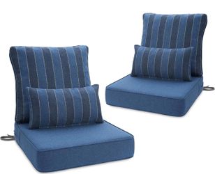 BPS 23x26 Inch Patio Seat Cushions, Fade-Resistant Olefin Fabric Outdoor Deep Seat Cushion with Removable Cover and Adjustable Straps for Wicker Chair