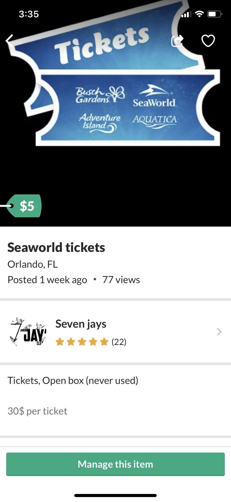 Seaworld tickets