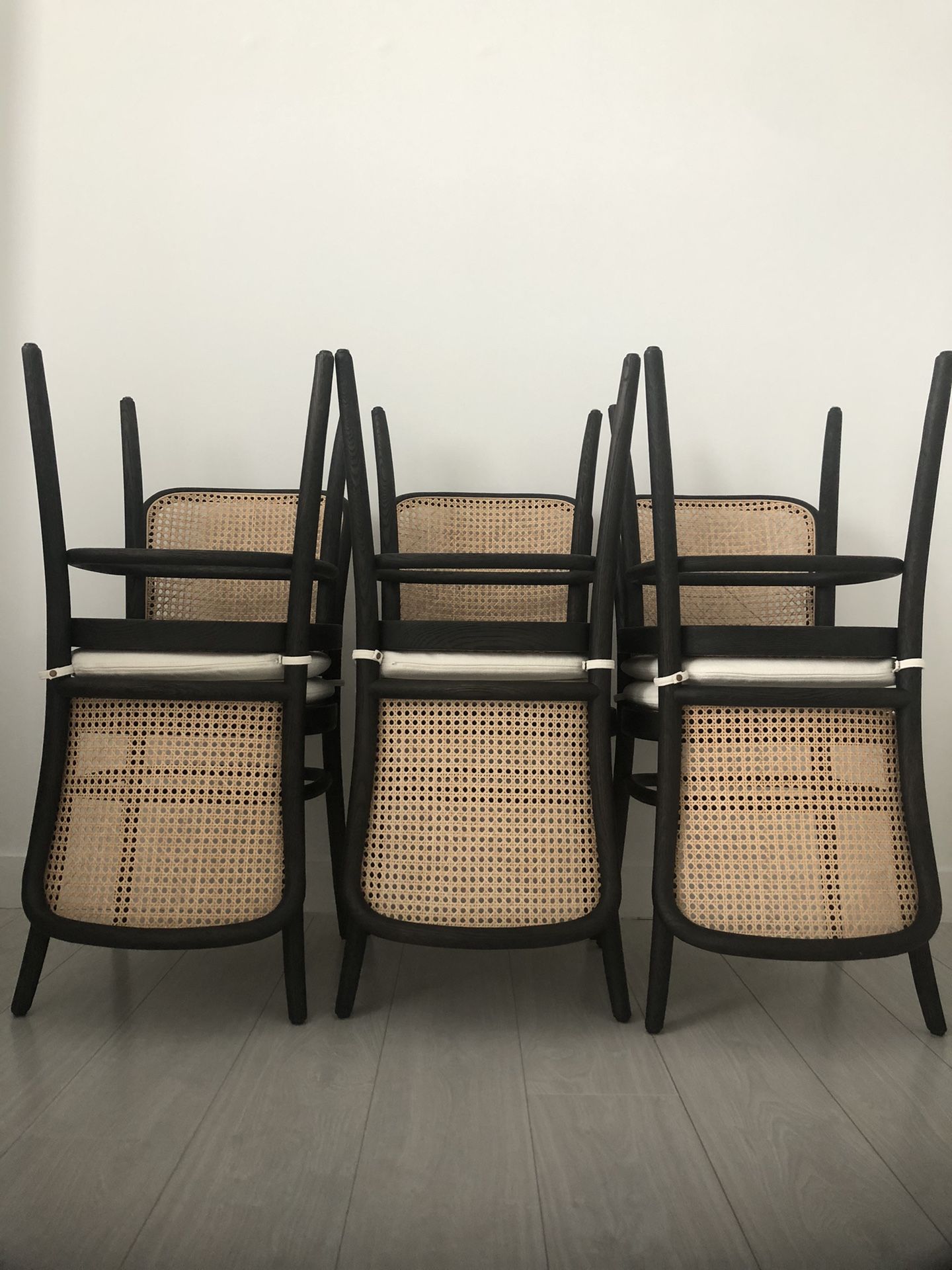 RH Juliette Cane Dining Chairs Black - 6