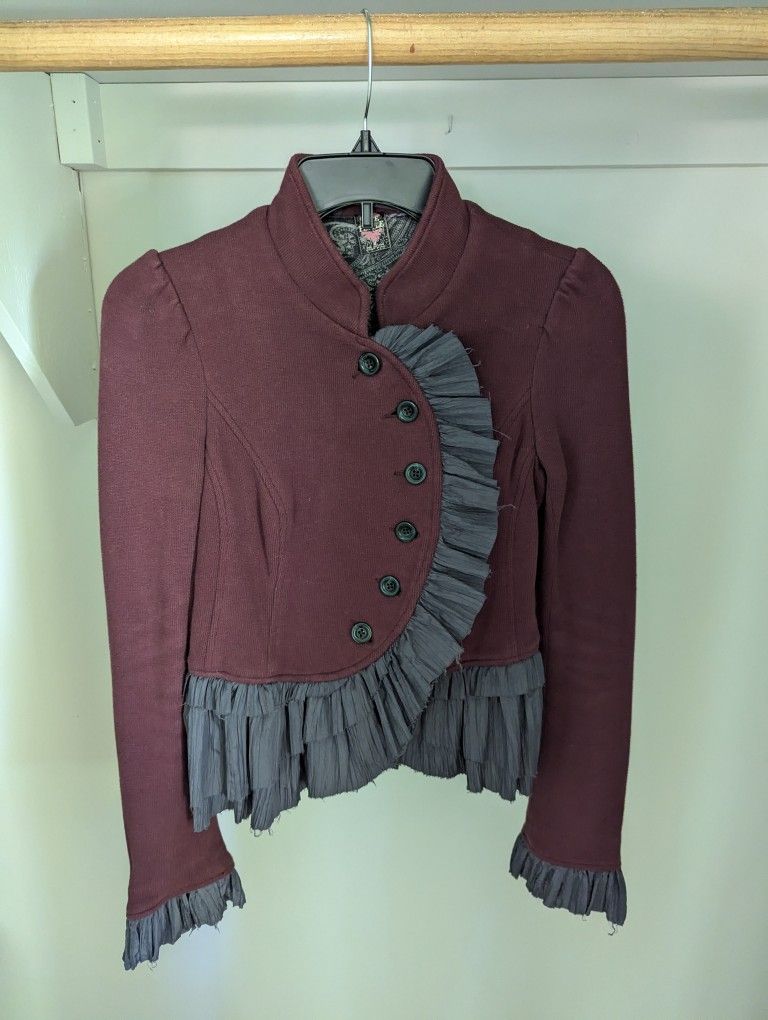 Women's Purple/Gray Button Front Cardigan/Blazer Free People Size 2