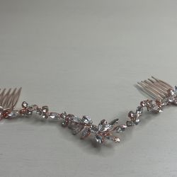 Crystal rhinestone rose gold hair vine with combs