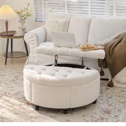 Brand New White Ottoman Coffee Table 