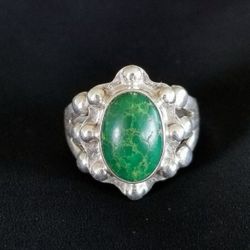 Sterling Silver & Green Turquoise Ring 