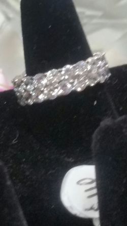 .925 sterling silver size 9 puzzle CZ diamond ring