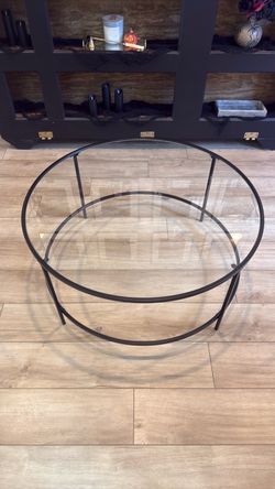 Round Glass Coffee Table Black Metal Frame