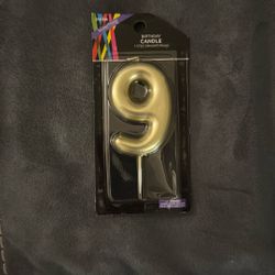 Gold Number 9 Birthday Candle Party Decoration