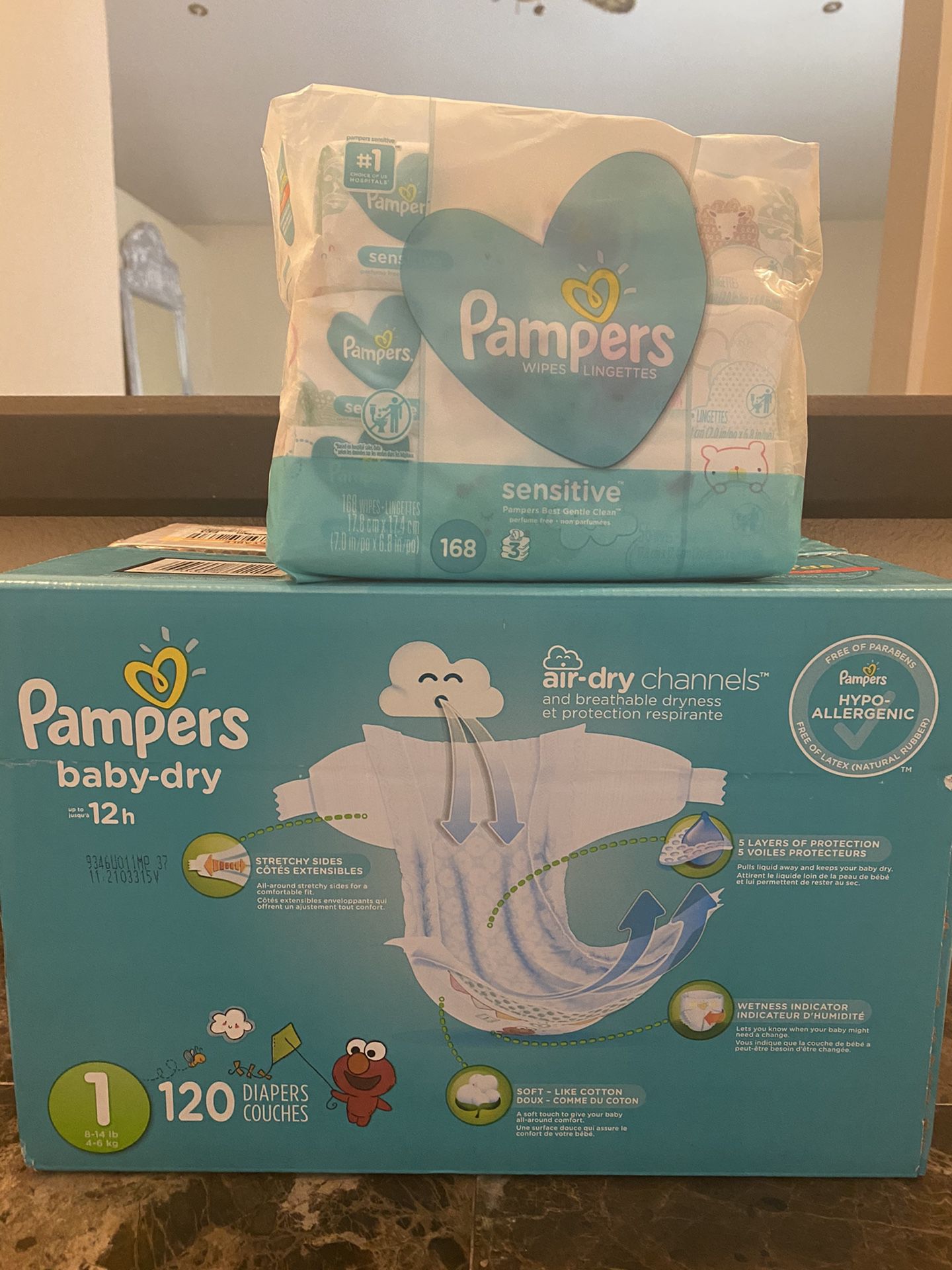 Pampers size 1 diapers and wipes bundle