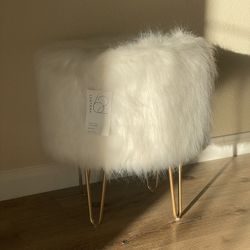 White Fur Stool Chair
