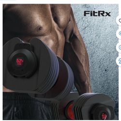 Pesas (2 pack) FitRx SmartBell, Quick-Select Adjustable Dumbbell for Home Gym, 5-52.5 Ibs. Weight, Black, Single
