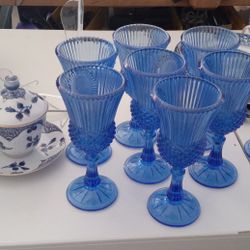 Avon Blue Wine Glass Collection 
