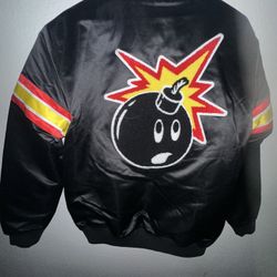 Mitchell & Ness X The Hundreds Black Satin Full snap Bomber Jacket