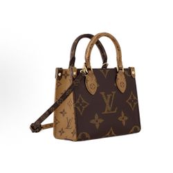 LOUIS VUITTON ONTHEGO BB Letter Logo Jungle Bag Leather Single Shoulder Crossbody Handbag Women's Brown (161)90