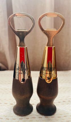 Pair of Vintage Michelob Wooden Handle Bottle Openers