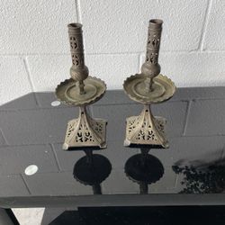Vintage Brass Candlestick Holders – Ornate Pair