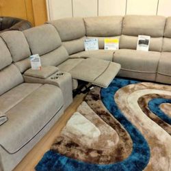 Summer Sale Event. Alejandra beige reclining sectional now $1499. Easy finance option. Same day delivery.