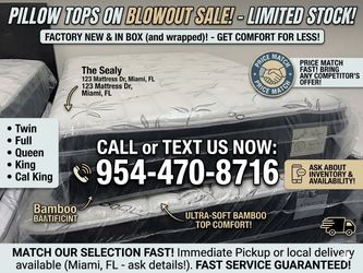 ✅ LIMITED STOCK – Our most popular pillow top models are moving fast!
