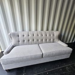 CORT Wrigley Tufted Gray Sofa – Used, with Cosmetic Wear