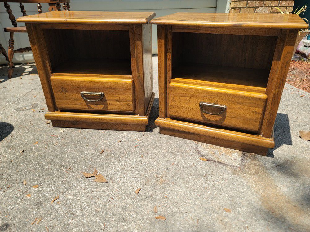 Vintage Solid Wood Night Stands 