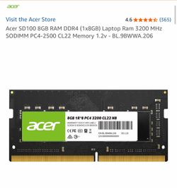 Acer SD 100 32GB DDR4 RAM SODIMM single stick
