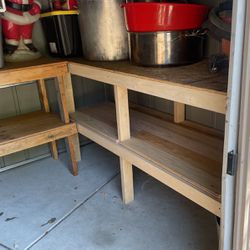 Very Good Wood Shelves. Perfect For Inside  Garage Storage. 