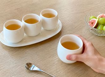 🤍 Modern White Ceramic Tea Cup Set – Only $10  Almost like new.