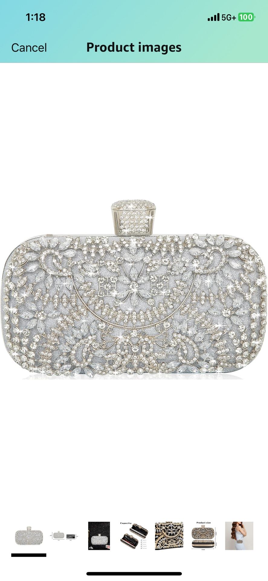 Silver Rhinestone Clutch