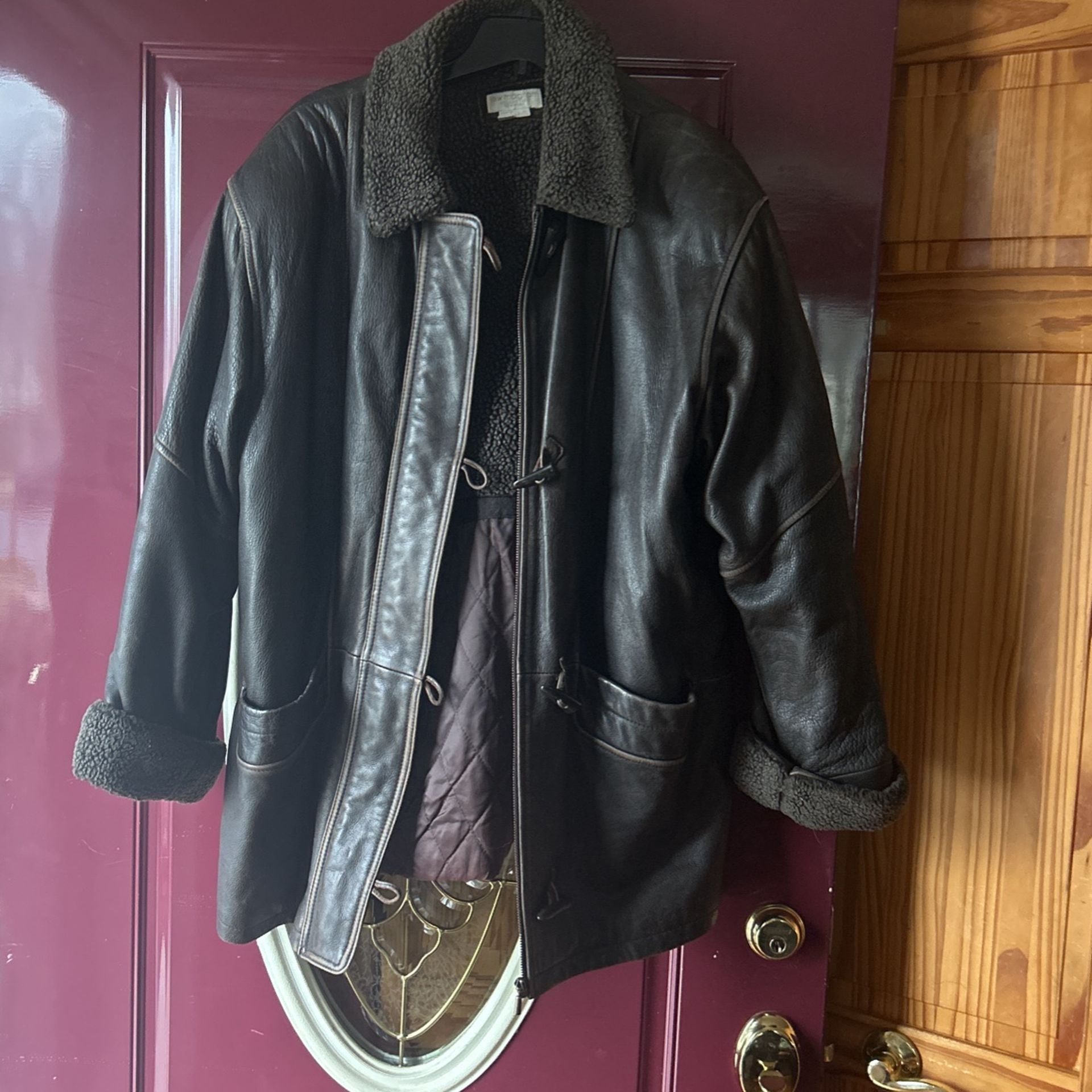 Men’s Brown Thick Leather Coat 