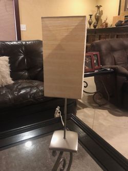 22” Tall Table Lamp Brushed Nickel Base Cream Linen Shade