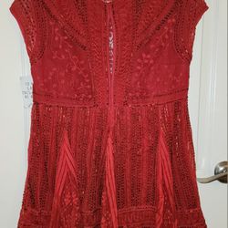 Free People Size M Red Sequin Mini Dress New W/Tags! ($300 Retail)