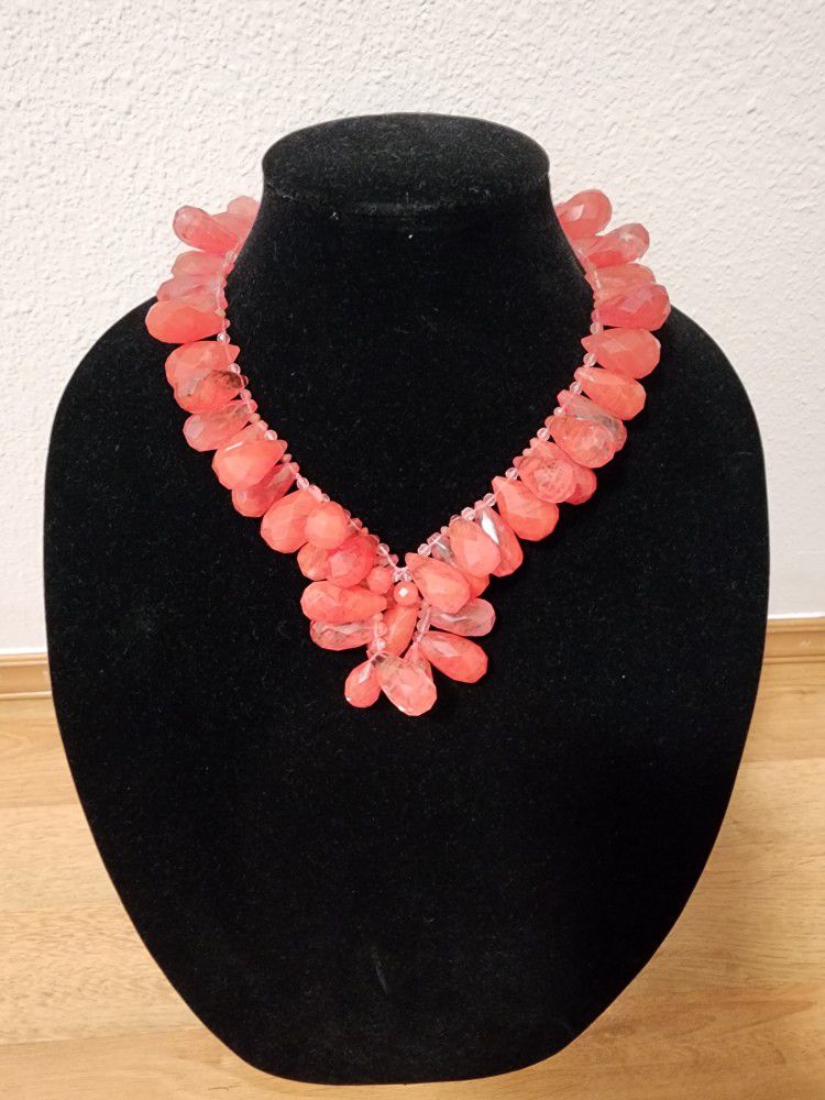 Pink Crystal Gemstone Choker Necklace