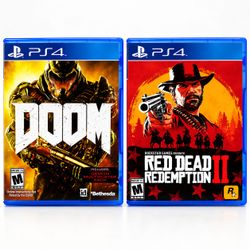 Ps4 Games (2 Available) Red Dead Redemption 2 & DOOM