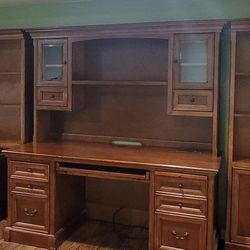 Desk/hutch and File Cabinet Solid Wood- Will sell Individual Pieces