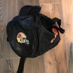 San Francisco 49ers NFL Candlestick Ancient Black Leather Luggage Bag Duffle Bag