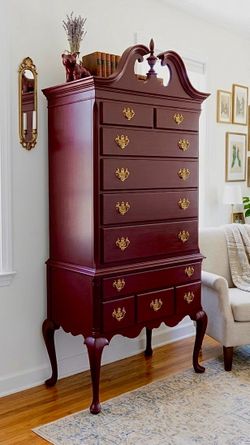 Gorgeous, refinished, antique Queen Anne  tall dresser