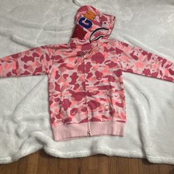 Bape Hoodie Zips Up PINK Size Small