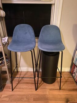Set of 2 Ash Blue Bar Chairs