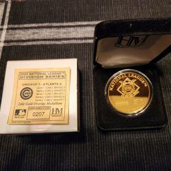 2003 Chicago Cubs NL Division Series 24K Gold Overlay Medallion Highland Mint w/ COA