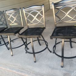 4 Iron Bar Stools Heavy Duty Excellent Condition 