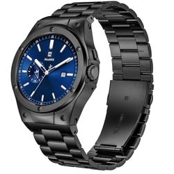 MioHHR Compatible with Google Pixel 45mm Watch Bands for Men Women, Stainless Steel Case with Smartwatch Strap Bands for Google Pixel 45mm (2024), Bla