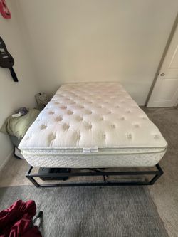 Aireloom Hybrid Bamboo Mattress and Low Profile Box Spring and Metal Platform Frame