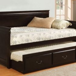 Brand New Espresso Twin Size Daybed w Trundle Bed 