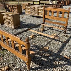 Vintage Wood Bed Frame Twin Size 