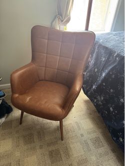 Brown leather cognac chair