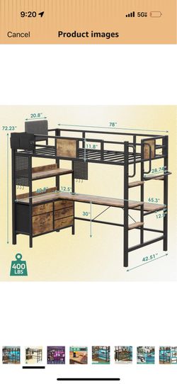 Twin loft bed with desk