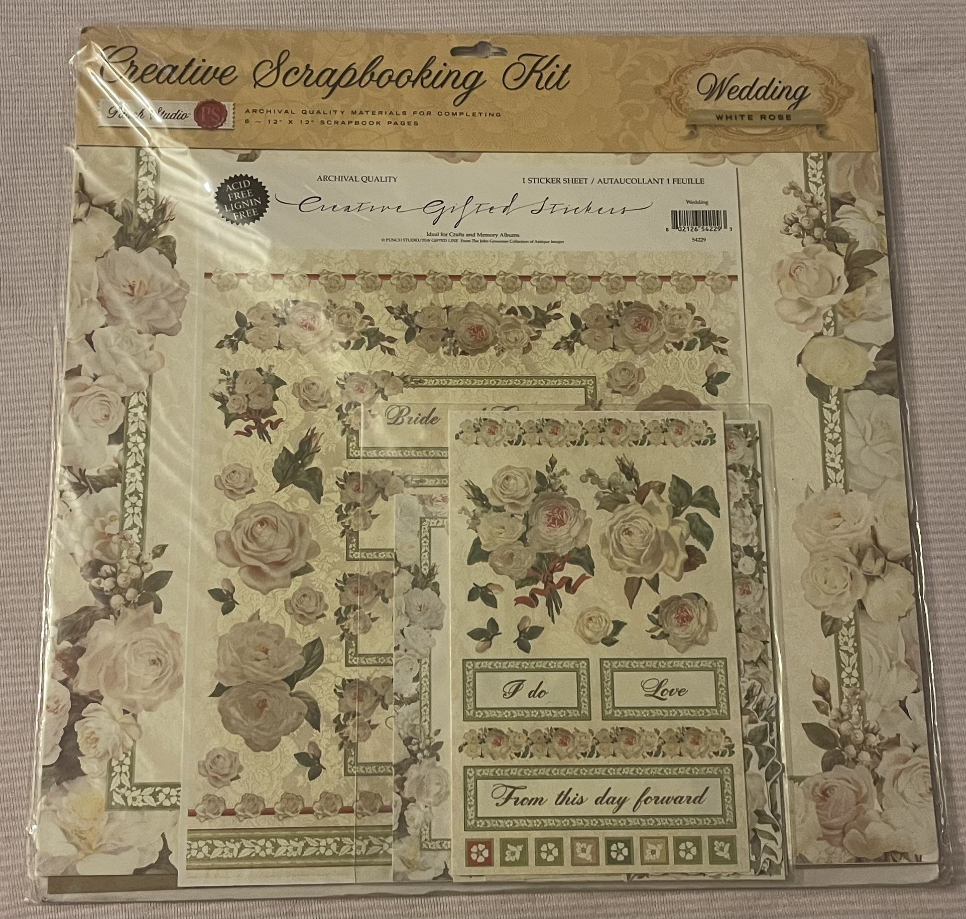 Punch Studio Wedding White Rose Creative Scrapbooking Kit New
