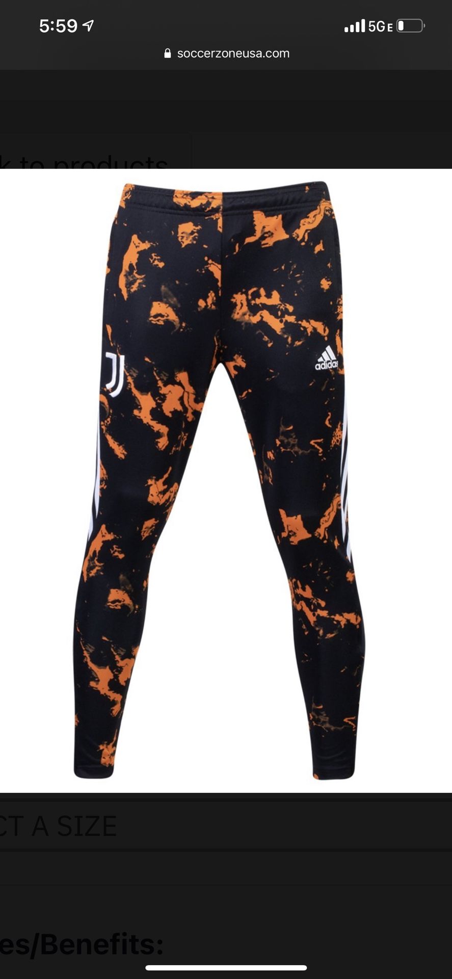 NWT ADIDAS Juventus FC AOP Black/Orange Training Pants Men's Large