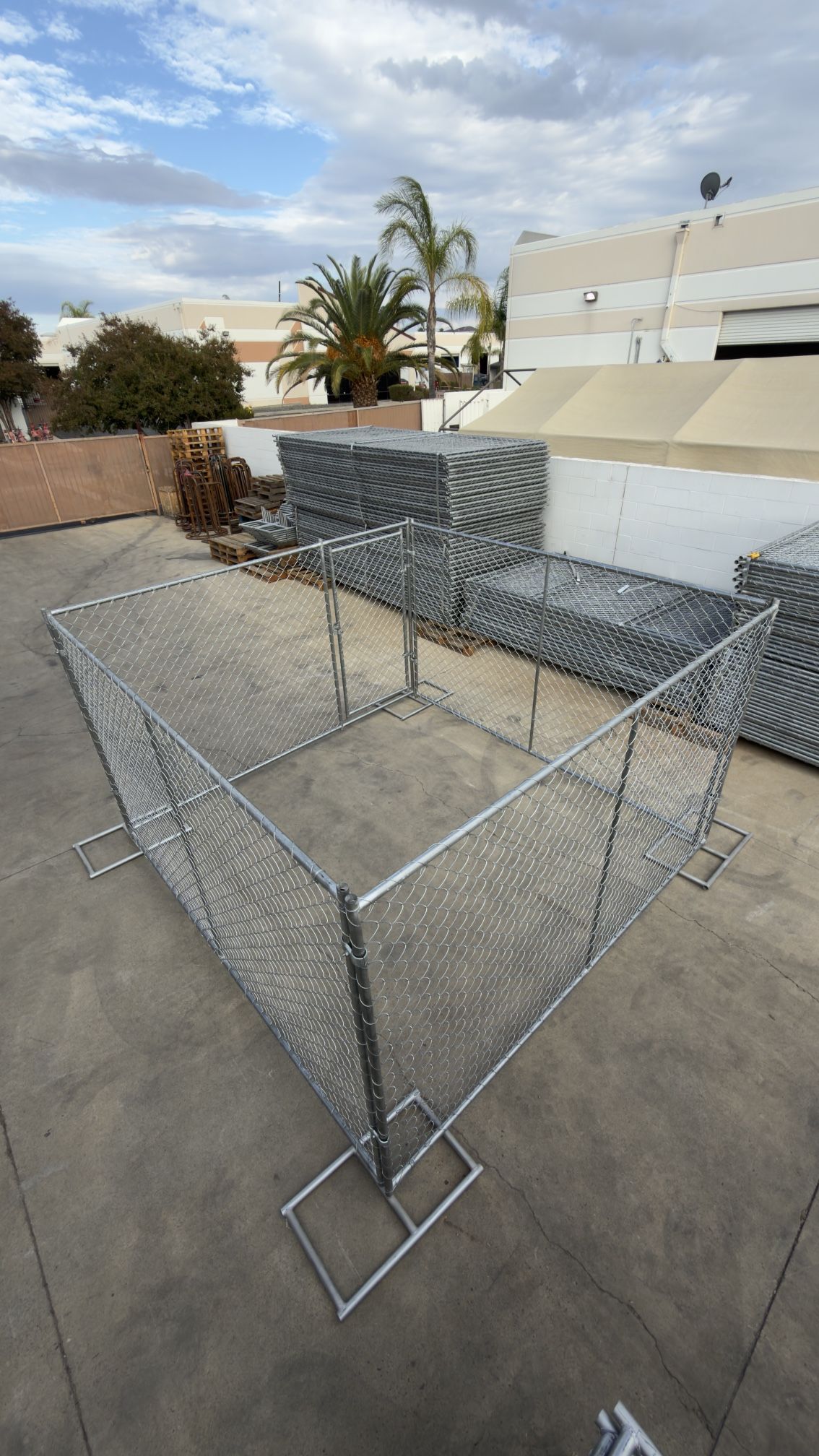 Dog Kennel 12ft x 12ft 6ft / 72” Height Galvanized Steel Panels with Chainlink Fence